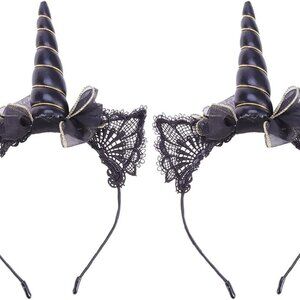 Lace Cat Ears Unicorn Headbands 2 PCS Halloween Cosplay Costume Accessory